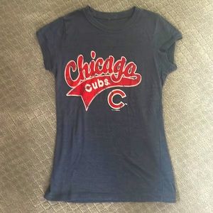Chicago Cubs Navy/heathered “vintage” cap-sleeve tee. 5th & Ocean.